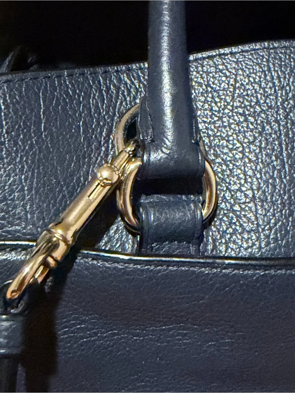Coach Navy Pebbled Leather Satchel with Convertible Strap